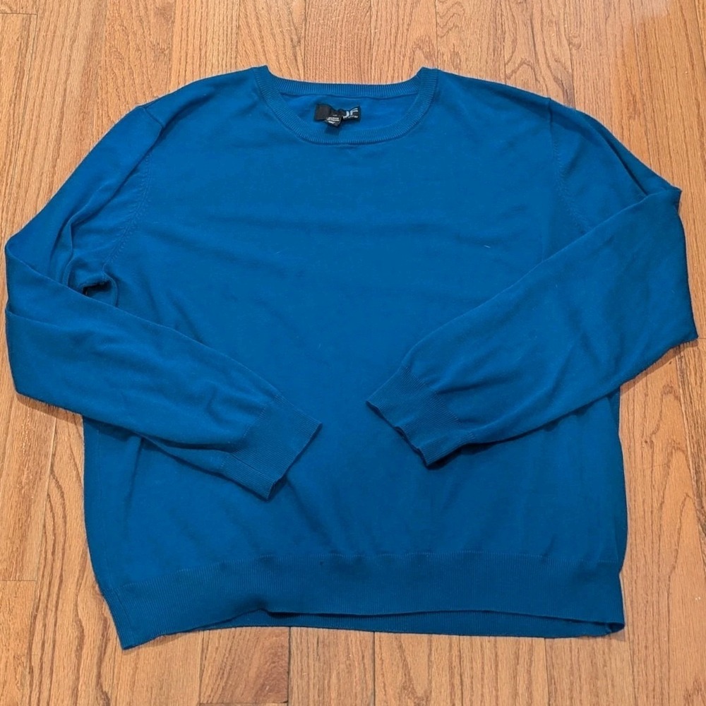 Y2K Cobalt Blue Oversized Knit Sweater Minimalist Soft Grunge XXL